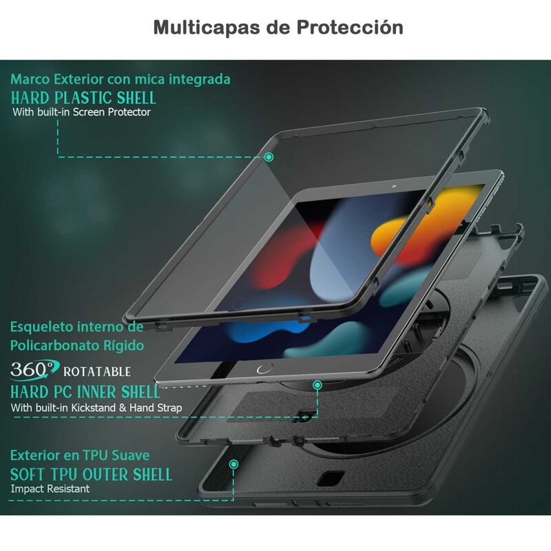Funda Tekku Handstrap Para Ipad Pro 12.9 Negra ... image number null