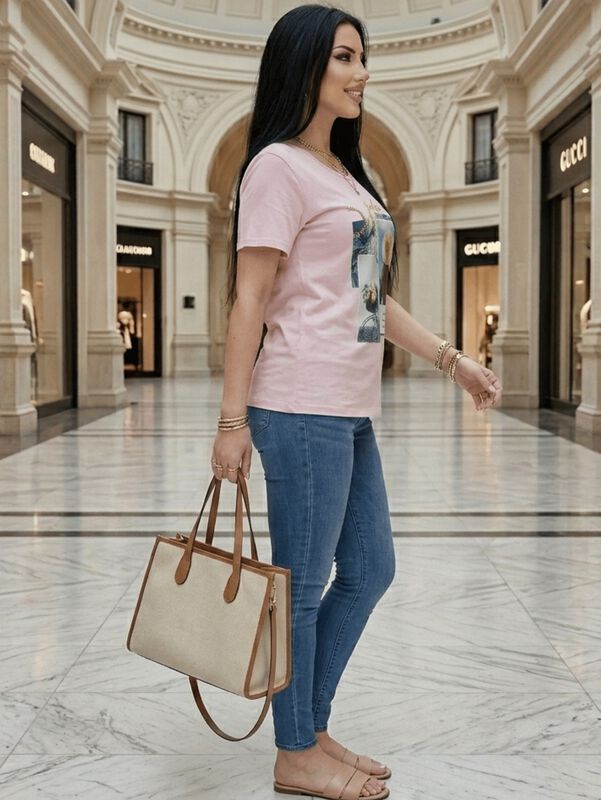 Blusa Casual Estampada Malabis Bl-1042 Rosa image number null