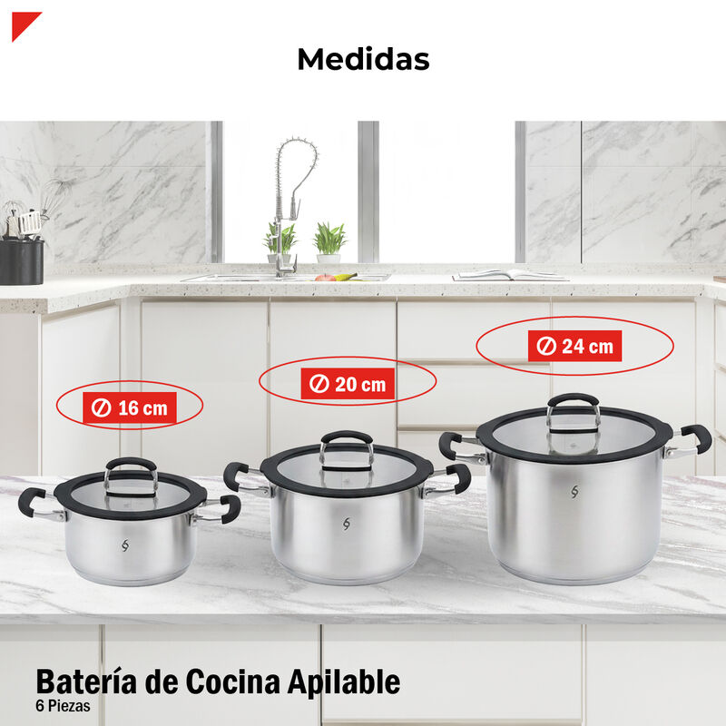 Bater&iacute;a De Cocina Apilable Bogner 6 Piezas De A... image number null