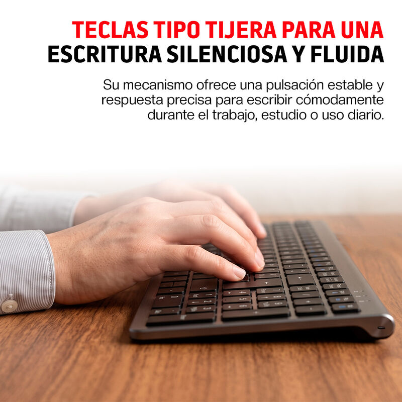 Teclado Inal&aacute;mbrico Bluetooth Silencioso Recarg... image number null