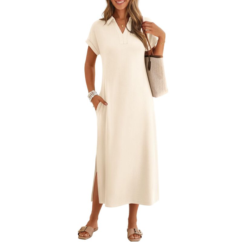 Vestido Merokeety 2026 Maxi Escote V Mangas Tip... image number null