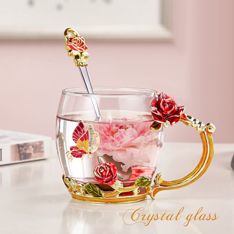Taza Oeago De Cristal Esmaltado Con Forma De Ma... image number null