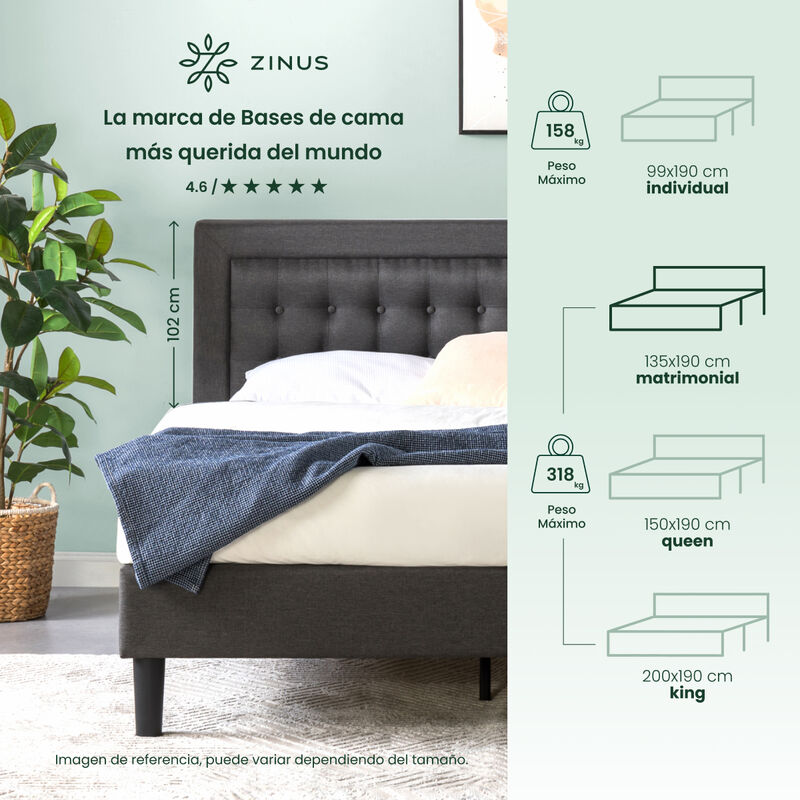 Zinus Dachelle | Base De Cama Matrimonial Con C... image number null