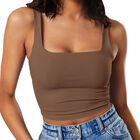 Top Corto Sin Mangas Artfish Color Marr&oacute;n Mocha Talla M