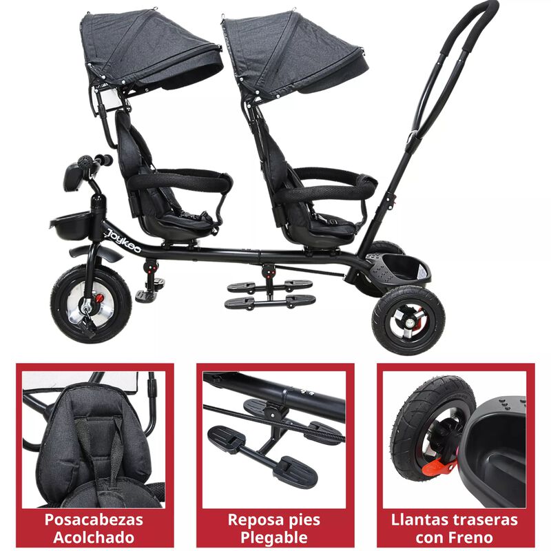 Triciclo Doble Ni&ntilde;os Asiento Giratorio Gemelar ... image number null