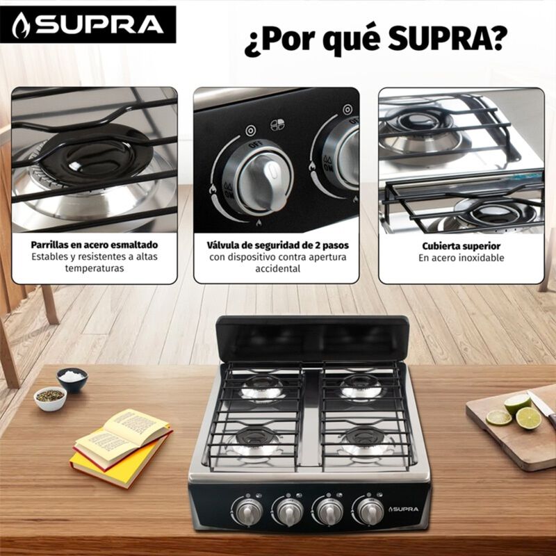 Parrilla A Gas Supra 4q Titanblac 4 Quemadores ... image number null