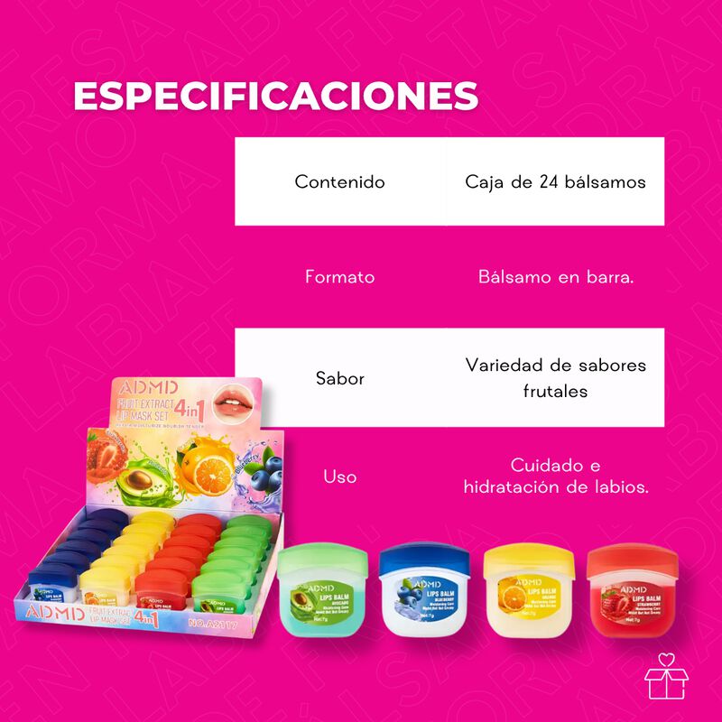 Pack De 24 B&aacute;lsamos Labial Hidratante Con Sabor... image number null