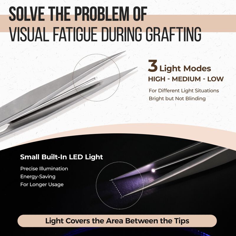 Pinzas Lashview Fg1 Con Luz Led De Aleaci&oacute;n De ... image number null