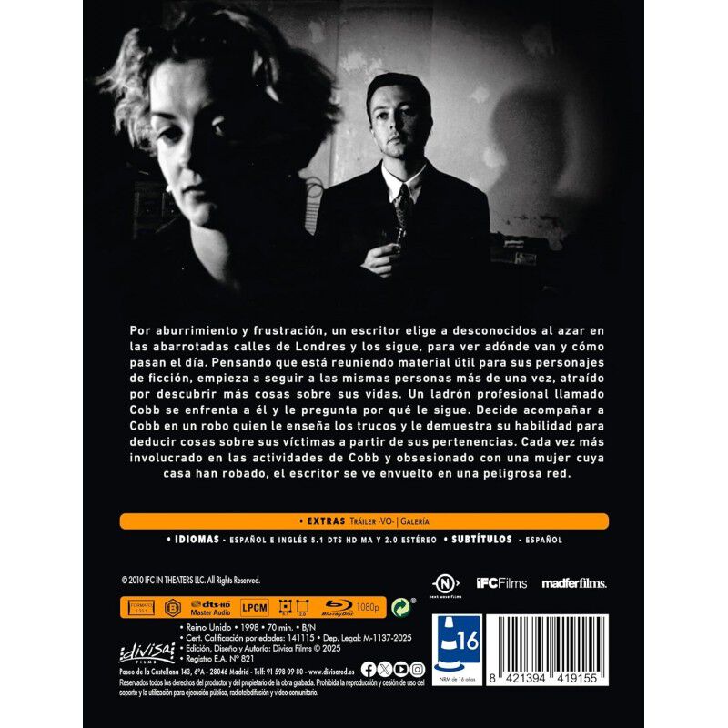 Following (Edici&oacute;n especial funda) [Blu-ray] (1... image number null