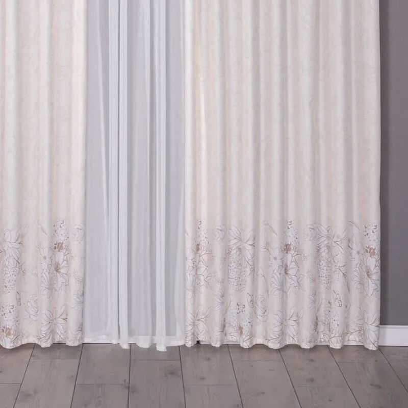 Cortina Decorativa Neo Ivory Beige Larga Polies... image number null