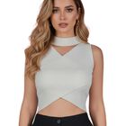 Blusa Crop Cuello Halter Canale BL-1033 Blanco Dise&ntilde;o Elegante y Comodidad