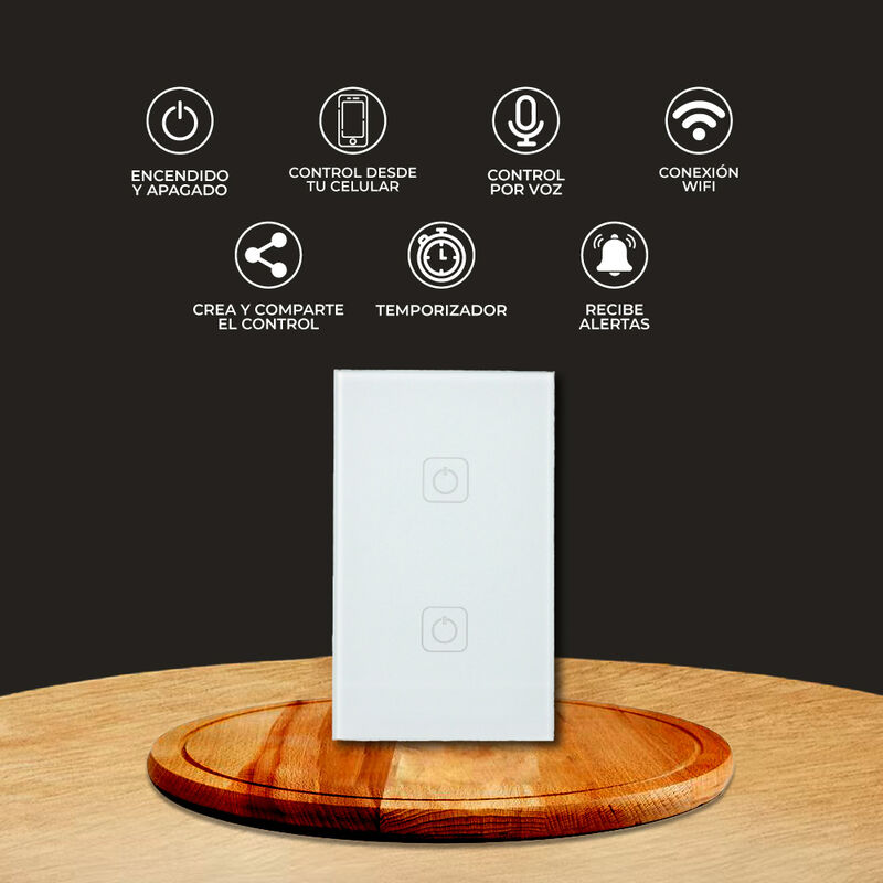 Apagador Inteligente Wi-Fi, 2 Botones Táctiles,... image number null