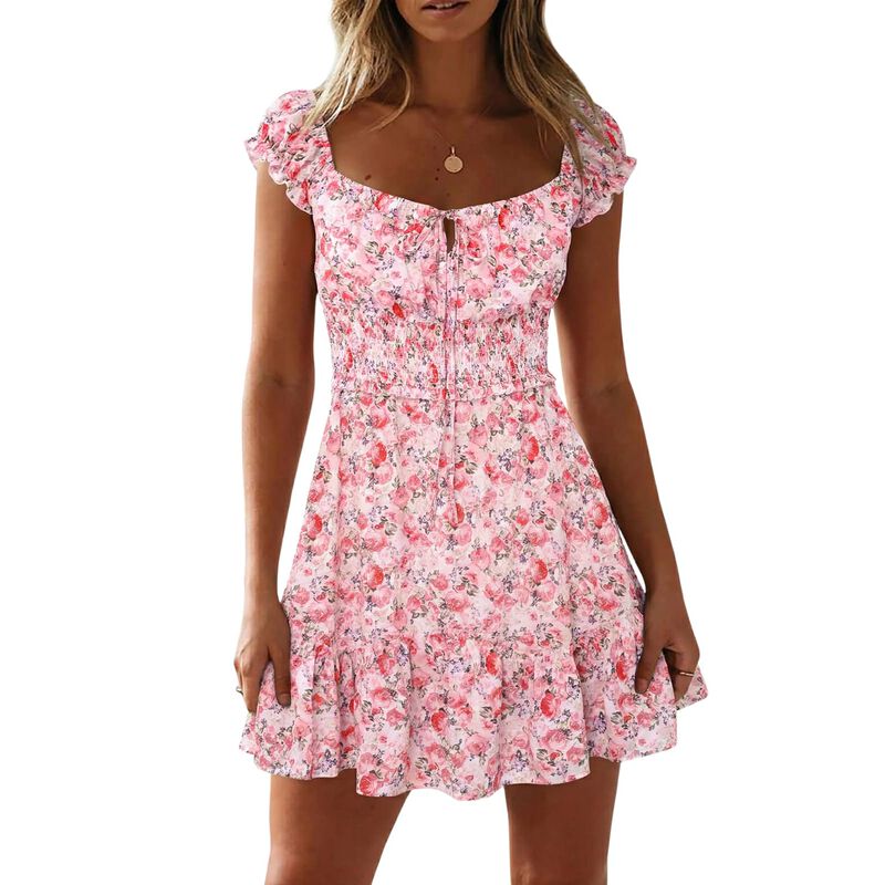Vestido Mini Floral Yobecho Verano Mangas Volan... image number null