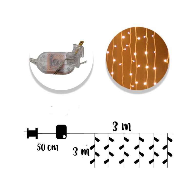 Cortina serie luces 800 LED luz calida 3x3 metr... image number null