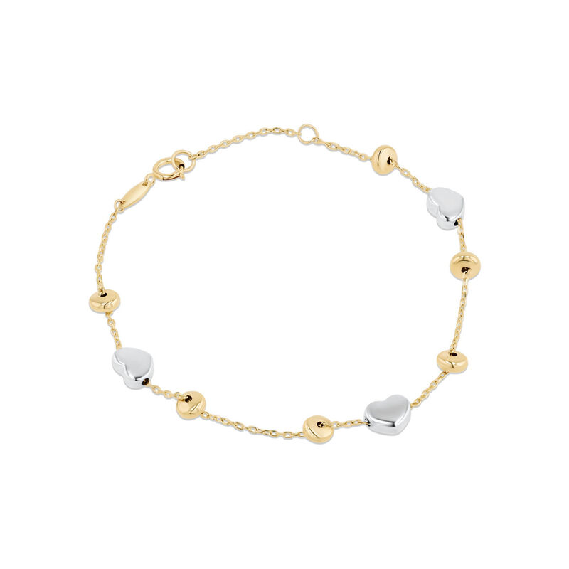 Pulsera Con Corazones De Oro Amarillo Y Blanco ... image number null