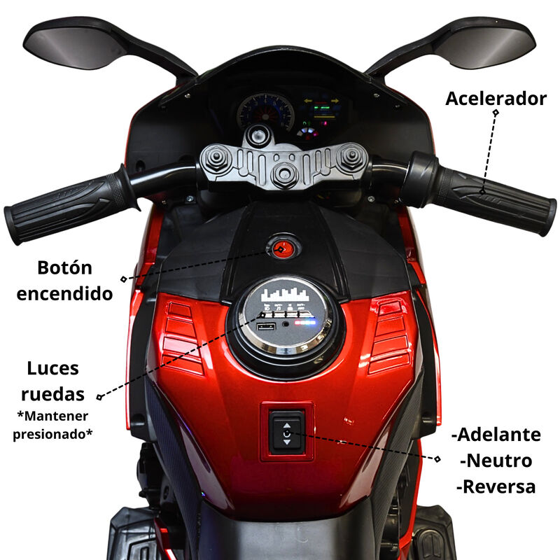 Moto Montable El&eacute;ctrica para Ni&ntilde;os Luces Led So... image number null