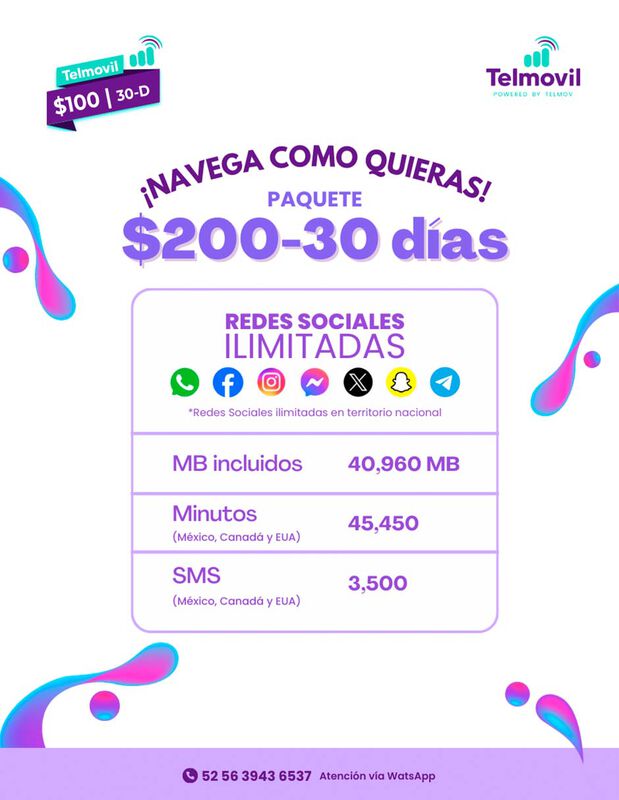 Chip Telmovil Paquete $50 - 7 Días (PLUS) image number null