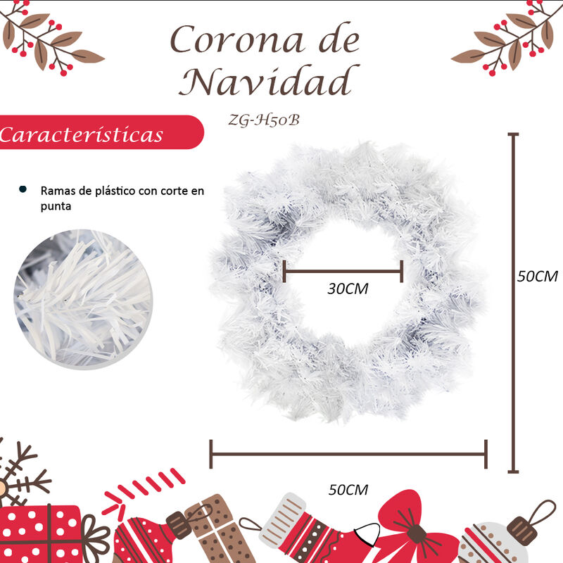 CORONA NAVIDE&Ntilde;A BLANCA PINO ADORNO ARTIFICIAL 5... image number null