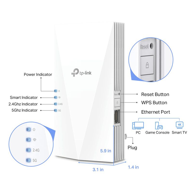 Extensor Wifi Tp-link Ax1500 Re500x Wifi 6 1500... image number null
