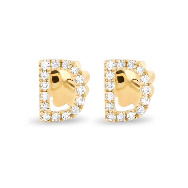 Broqueles De Oro Amarillo (Letra D) 14K Con 7Pt... image number null