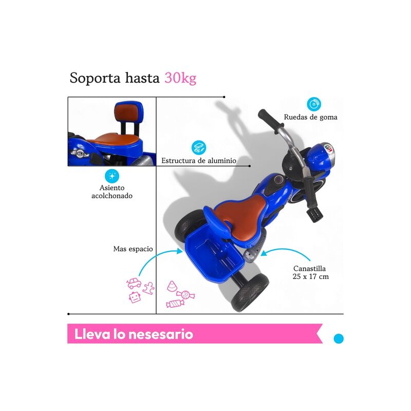 Triciclo Infantil Con Luces, Sonido Y Canastill... image number null