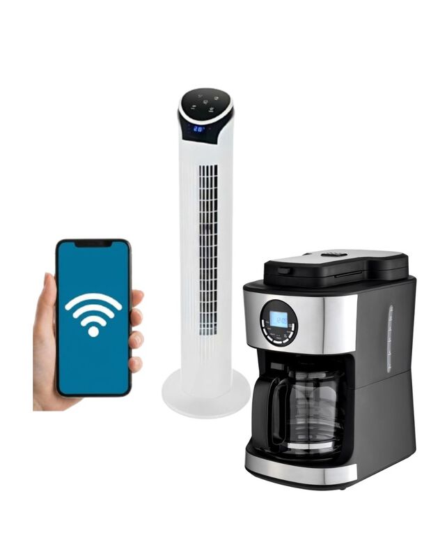 Combo Ventilador De Torre Wifi  Con Cafetera Di... image number null