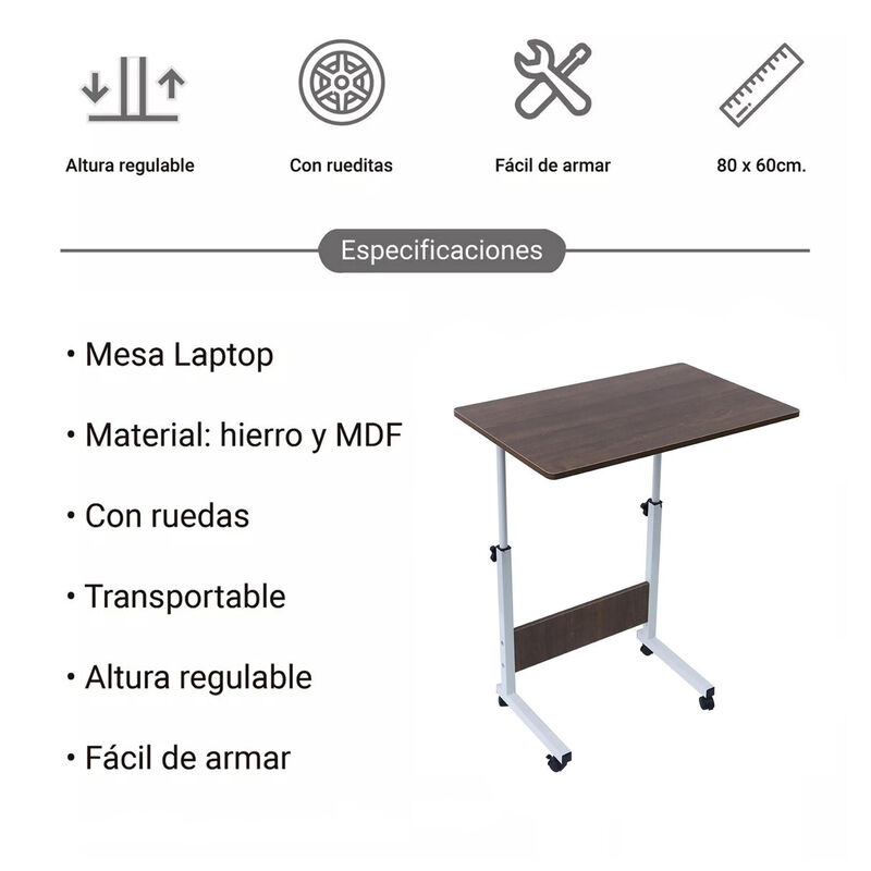 Escritorio Móvil de Altura Ajustable con Llanta... image number null