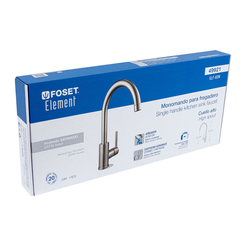 Monomando Sat&iacute;n Cuello Alto para Fregadero Fose... image number null