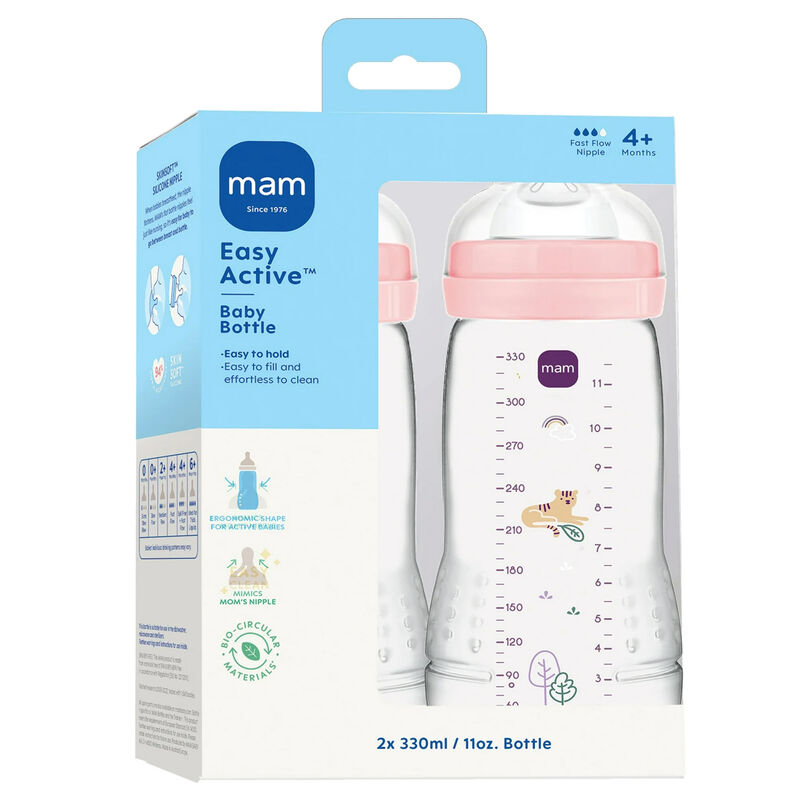 Biberón Mam Anticólicos 11oz 2pz Rosa Tigre image number null