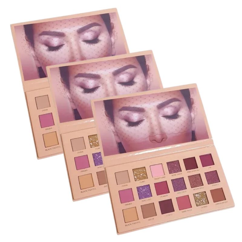 Set de 3 Paletas Sombras Nude New 18 Tonos Rosa... image number null