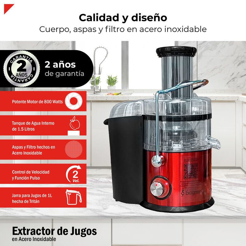Extractor De Jugos Centrífugo Rojo Acero Inox 8... image number null