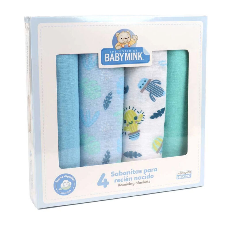 S&aacute;bana Reci&eacute;n Nacido Baby Mink Manta 4pz Azul T... image number null