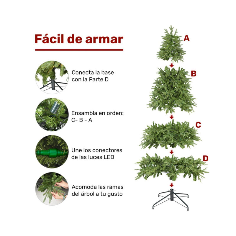 Arbol Navidad Luces Led 1.90m Pino Navide&ntilde;o Fro... image number null