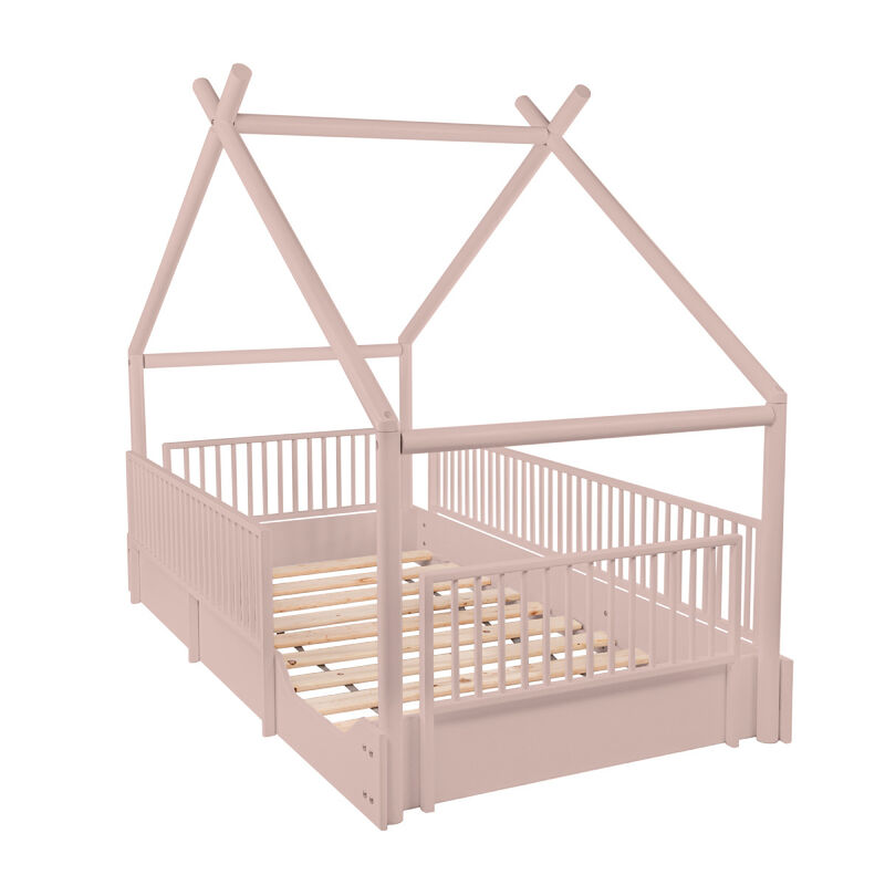 Cama Moderna Montessori de Madera con Barandale... image number null