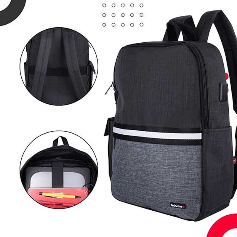 Mochila TechZone Negro con Gris Modelo GLAD Por... image number null
