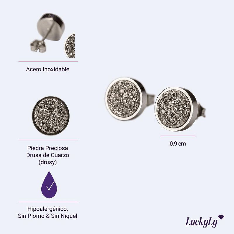 Aretes Acero Inoxidable Mujer Piedra Preciosa C... image number null