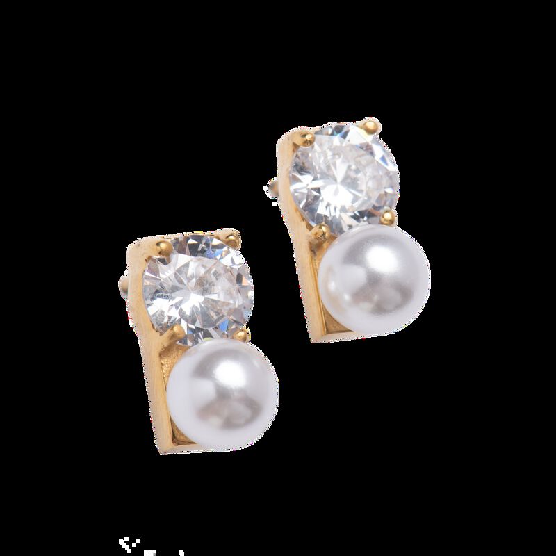 Aretes Mujer Perlas Joyer&iacute;a Acero Inoxidable Re... image number null