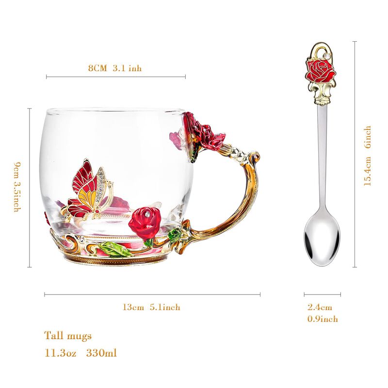 Taza Oeago De Cristal Esmaltado Con Forma De Ma... image number null