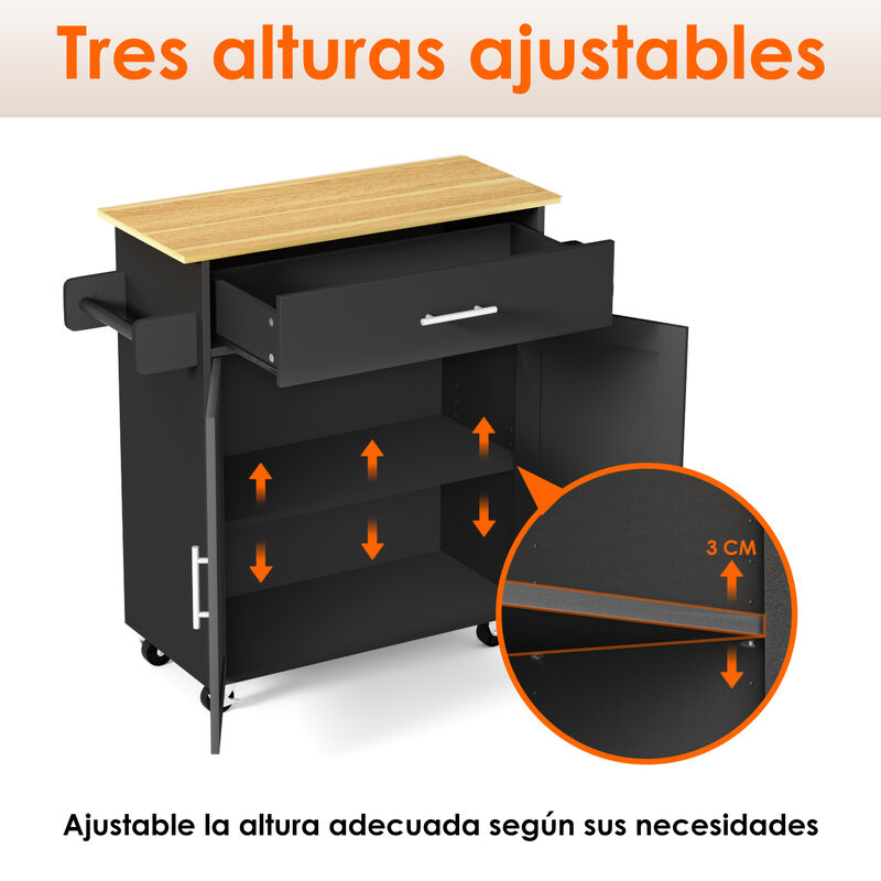 Carrito de Almacenamiento con Estante Ajustable... image number null