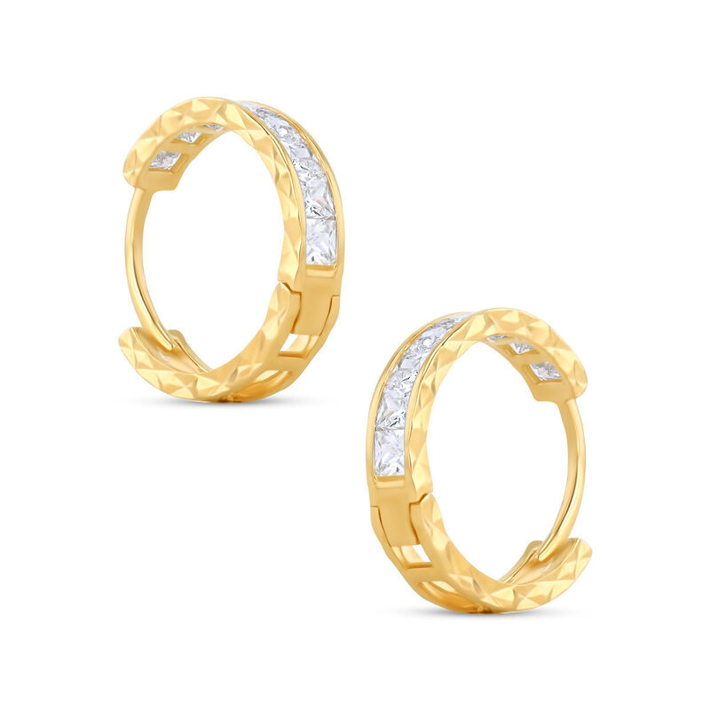 Arracadas De Oro Amarillo Diamantado 14k Con Zi... image number null