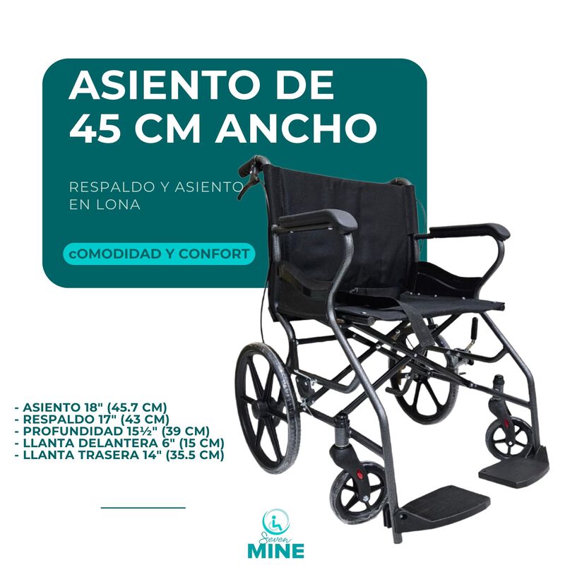 Silla de Ruedas de Traslado con Frenos, Doble C... image number null