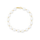 Pulsera Oro Amarillo 14k Con Perlas Blancas 18.5 Cm