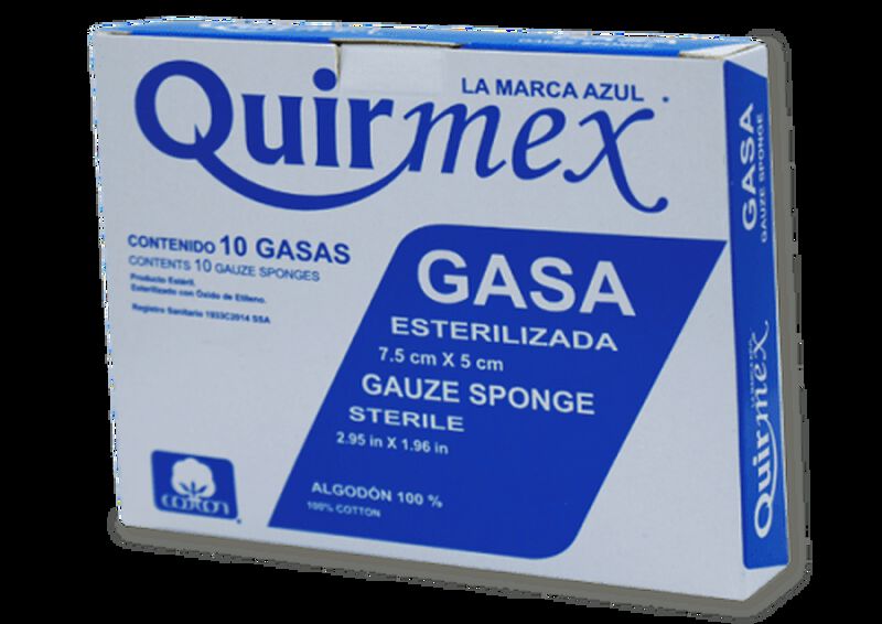 QUIRMEX GASA ESTERILIZADA 10 SOBRES 7.5 CMX5 CM image number null