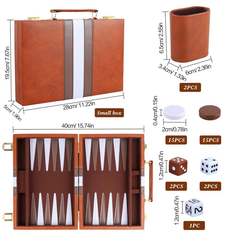 Funda Cl&aacute;sica De Piel Sint&eacute;tica Backgammon Set ... image number null