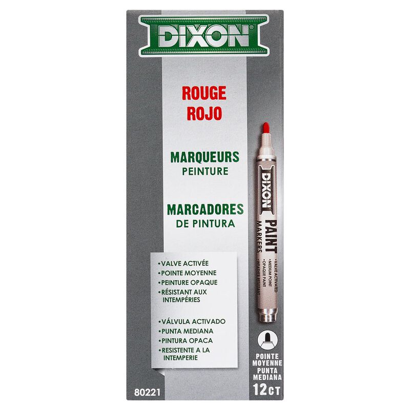 Marcadores De Pintura Dixon Rojo, Pack De 12, P... image number null