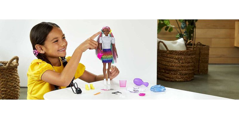 Mu&ntilde;eca De Moda Barbie Leopard Rainbow Hair Con ... image number null