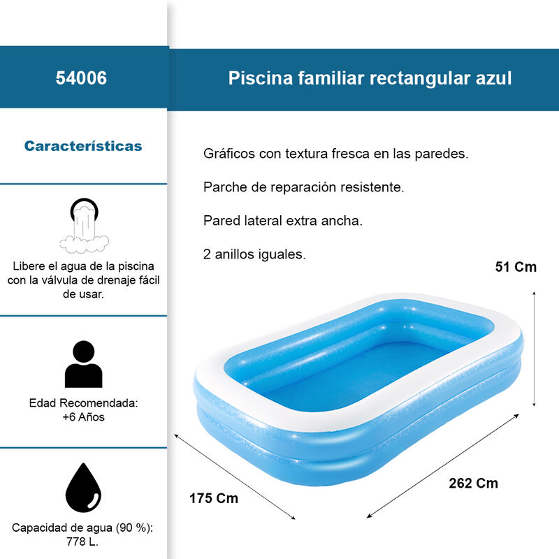 Alberca Inflable Rectangular Infantil Con 2 Aro... image number null