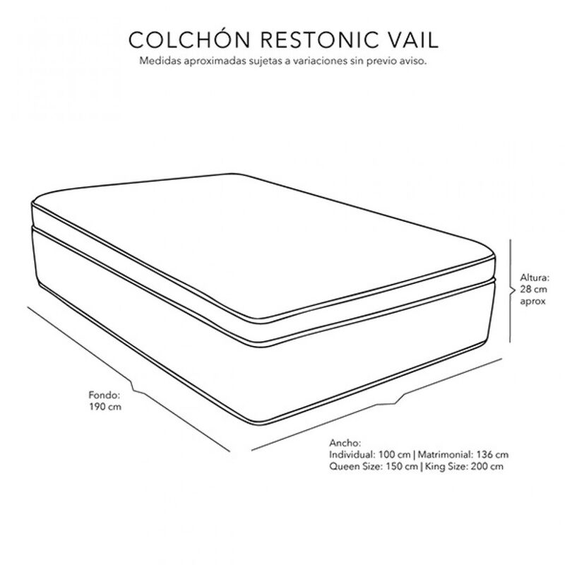 Colchón Individual Restonic Vail+Sábanas Dicasa... image number null