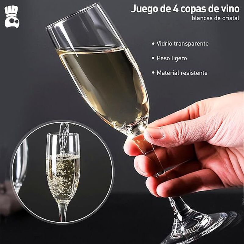 Set de 4 Copas Champagne 185 ml Bluelander image number null