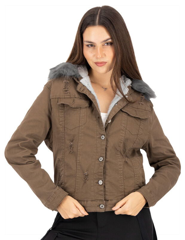 Chamarra Plus Mujer Con Gorro Afelpada image number null